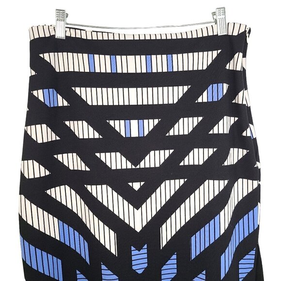 Worthington Black White Blue Striped Knee Length Skirt - Picture 3 of 6